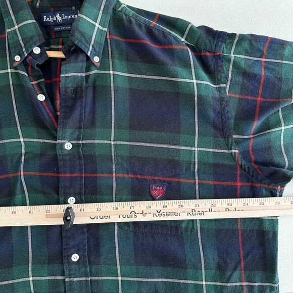 Ralph Lauren Shirt Mens Large Tartan Plaid Flannel Button Down Polo Golf Crest - Picture 7 of 9